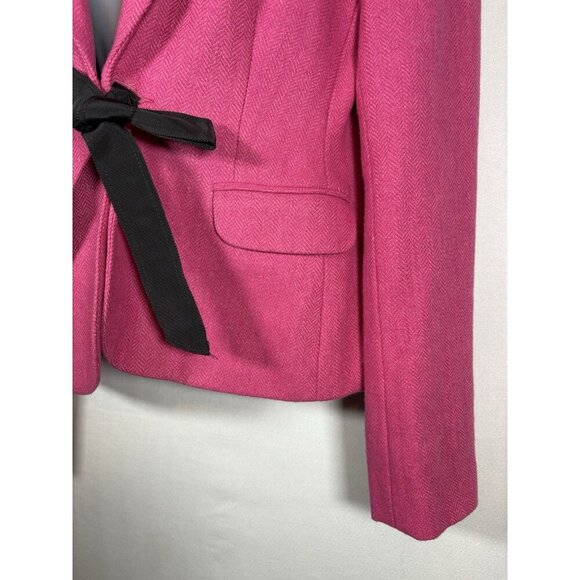 LILLY PULITZER Wool Blend Crop Blazer Tie Front Pink Preppy Old Money Small - Picture 3 of 9